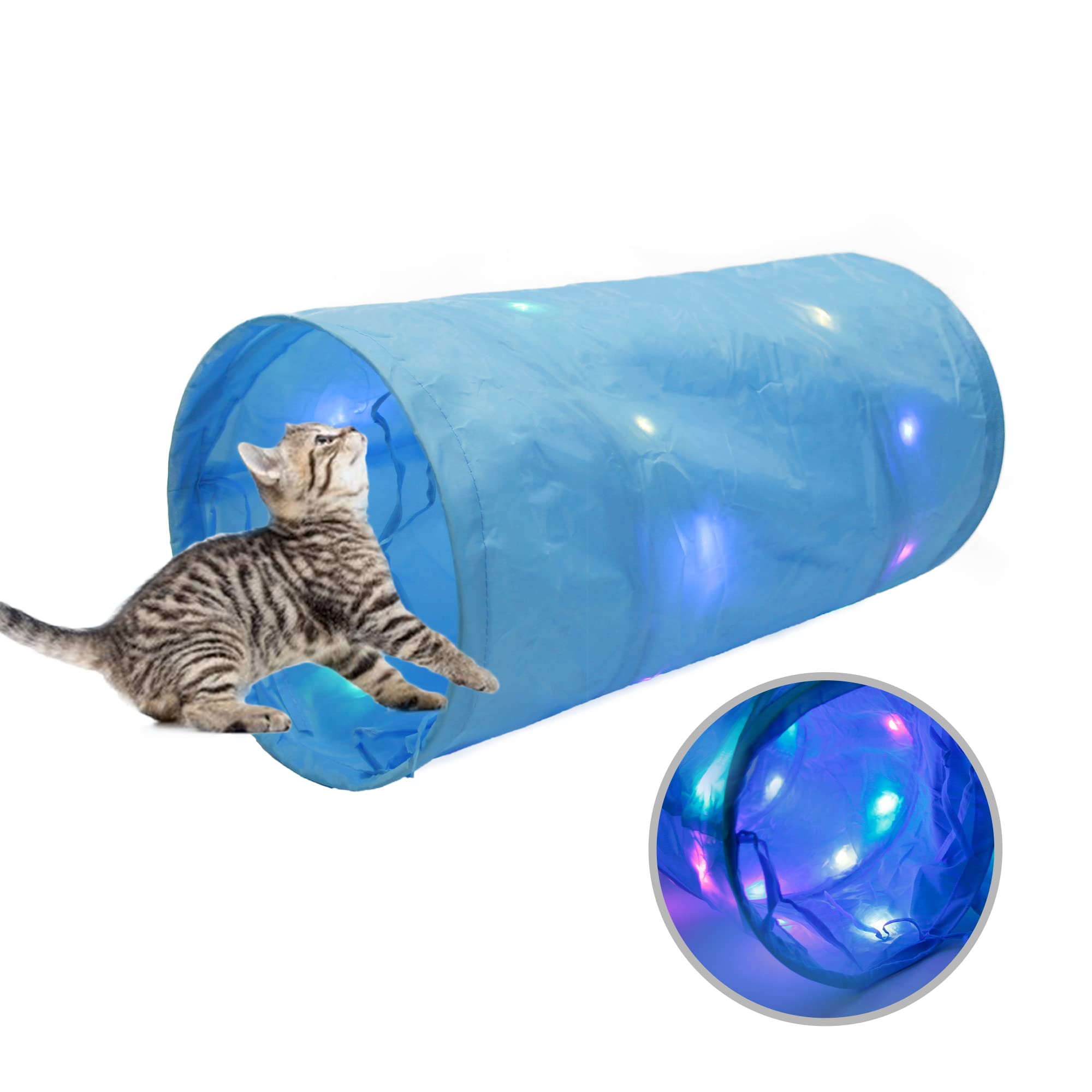 Cat tunnels with built-in LED lights